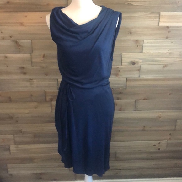 Banana Republic Dresses & Skirts - BP Navy Asymmetrical Silk Blend Wrap Dress Size M